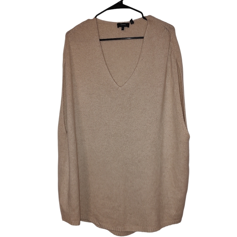 Theory 100% Cashmere Tan V-Neck Sleeveless Sweater - Picture 2 of 5